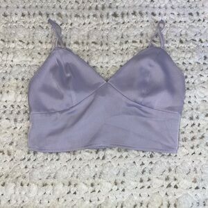 Light purple cropped sating triangle top